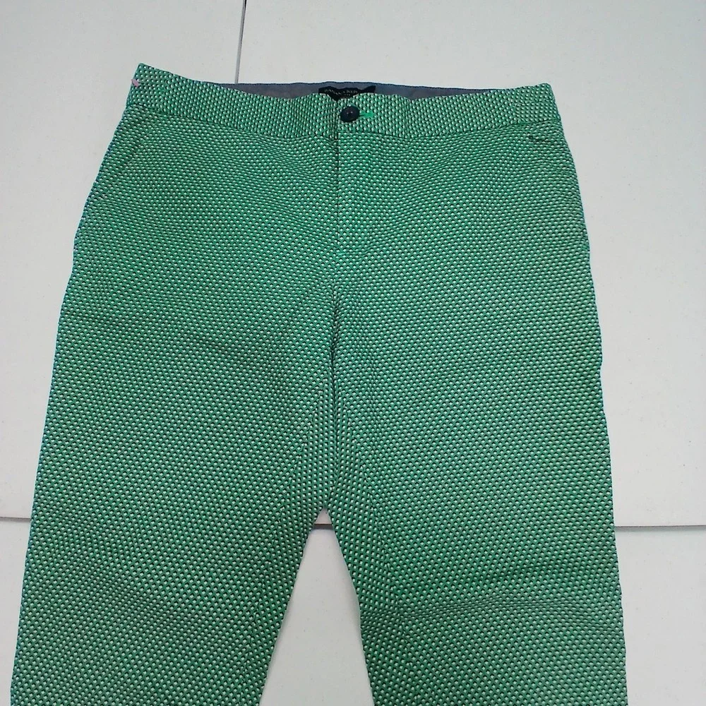 Banana Republic Hampton Fit Pants 6 Green‎ Geometric Honeycomb Workwear Preppy